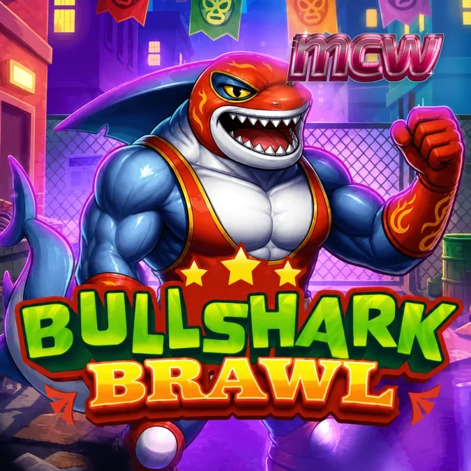 Bullshark Brawl স্লটের কুস্তিগীর হাঙর থিমযুক্ত গ্রিড এবং ইন্টারফেস